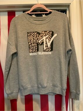MTV Gray Graphic Logo Tee with Peach Accent